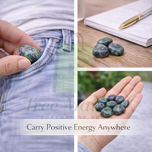 Image of Crystal Ruby ZIOSITE Tumble Stone Pebble Tumbled Gemstone for Reiki Healing Vastu Correction Gravels for Aquarium Home Decor Garden Table 100 Gm