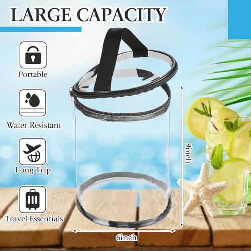Clear Lotion Bag for Toiletry Cylinder Makeup Bag Heavy Duty Sunscreen Travel Organizer Pouch Waterproof Cosmetic Bag with Handle Zipper Gift for Christmas Beach Pool Airport Women(Black)2