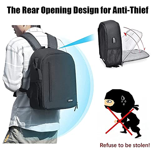 Mochila para cámara Cwatcun con cubierta de lluvia y USB miniatura 5