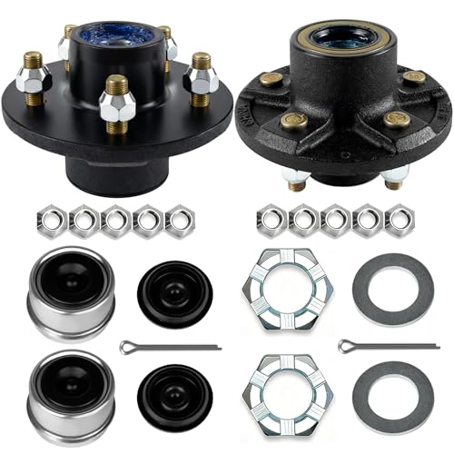 Fanmoss 2 Sets 3500lbs Trailer Hubs 5 Lug Marine Trailer Hub Axle Kit