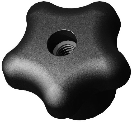 Innovative Components AN5C-5S3A-21 1.75" Star Knob  thru hole 5/16-18 steel zinc insert black