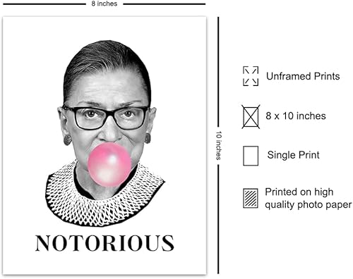Miniatura 2 de Ruth Bader Ginsburg Wall Art Print - Funny Notorious RBG Poster - Modern Chic Home Decor for Bedroom, Living Room, Office - Great Gift for