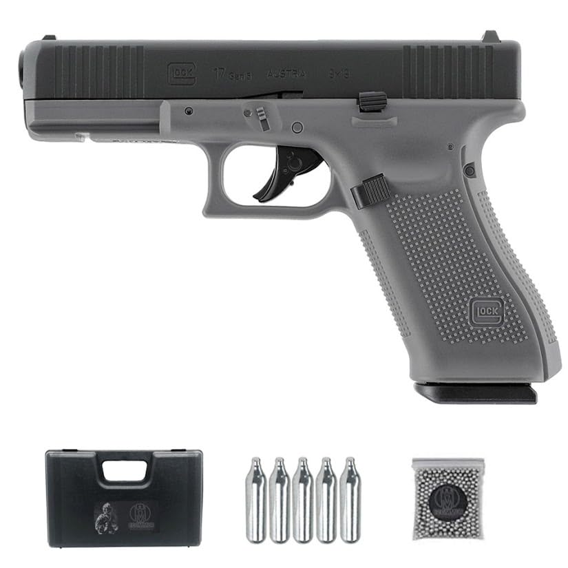Glock 17 GEN5 Tungstten Gay BB's (4,5mm) | Pistola de Aire comprimido Calibre 4,5mm + 500bb´s + maletín + 5co2. Pack Completo de Aire comprimido
