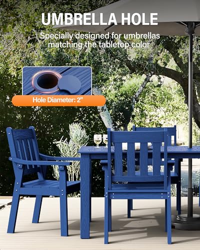Image of YEFU Outdoor Patio Dining Sets: All Weather 12 Piece Dining Table Set for 10 with Umbrella Hole & Aluminum Frame - Outdoor Furniture Patio 2 Table and 10 Chairs for Outside Backyard /Porch /Deck Blue