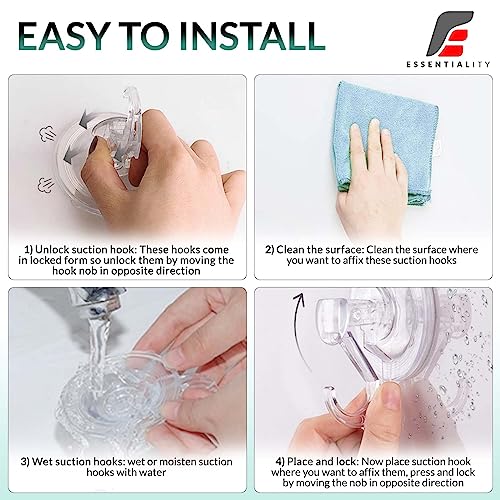 Essentiality Multipurpose Window Squeegee with 2 Strong Suction Hooks, Shower squeegees for Kitchen Bathroom, Mirrors - Image 2