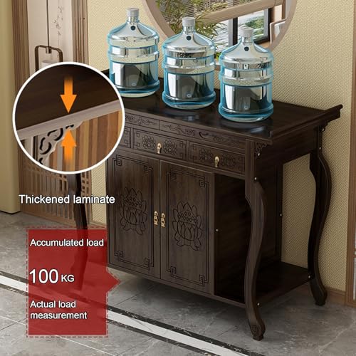 Mesa de altar con nicho buda mueble de madera elegante para oracion e incienso 6
