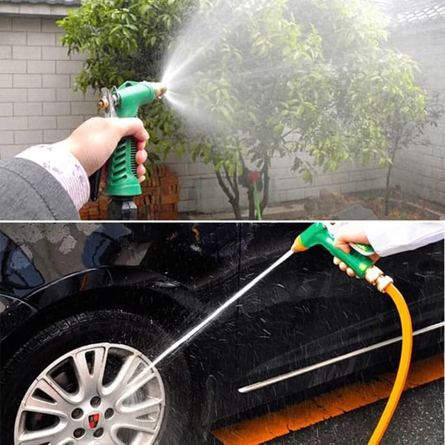 Image of 5 MTR Length Garden and Car Wash Pvc Pipe with High Pressure Spray Gun & Accessories For Garden /Car Washing /bike wash /pet bath (Any Colour Hose & Lever Spray Gun, 5 MTR Length)