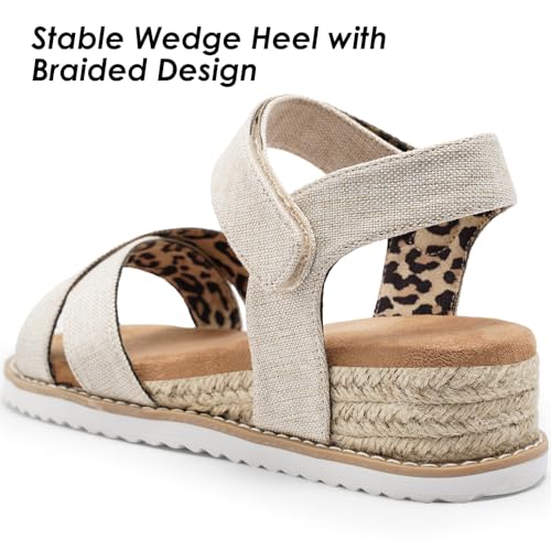 Image of Dodow Womens Espadrilles Wedge Sandals Closed Toe Mid Heel Ankle Strap Dress Sandals