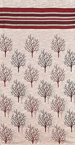 Image of HOME UTSAV 2 Piece Jute Semi Sheer Blackout Floral Heavy Jacquard Tree Curtains for Window 5 Feet, Maroon