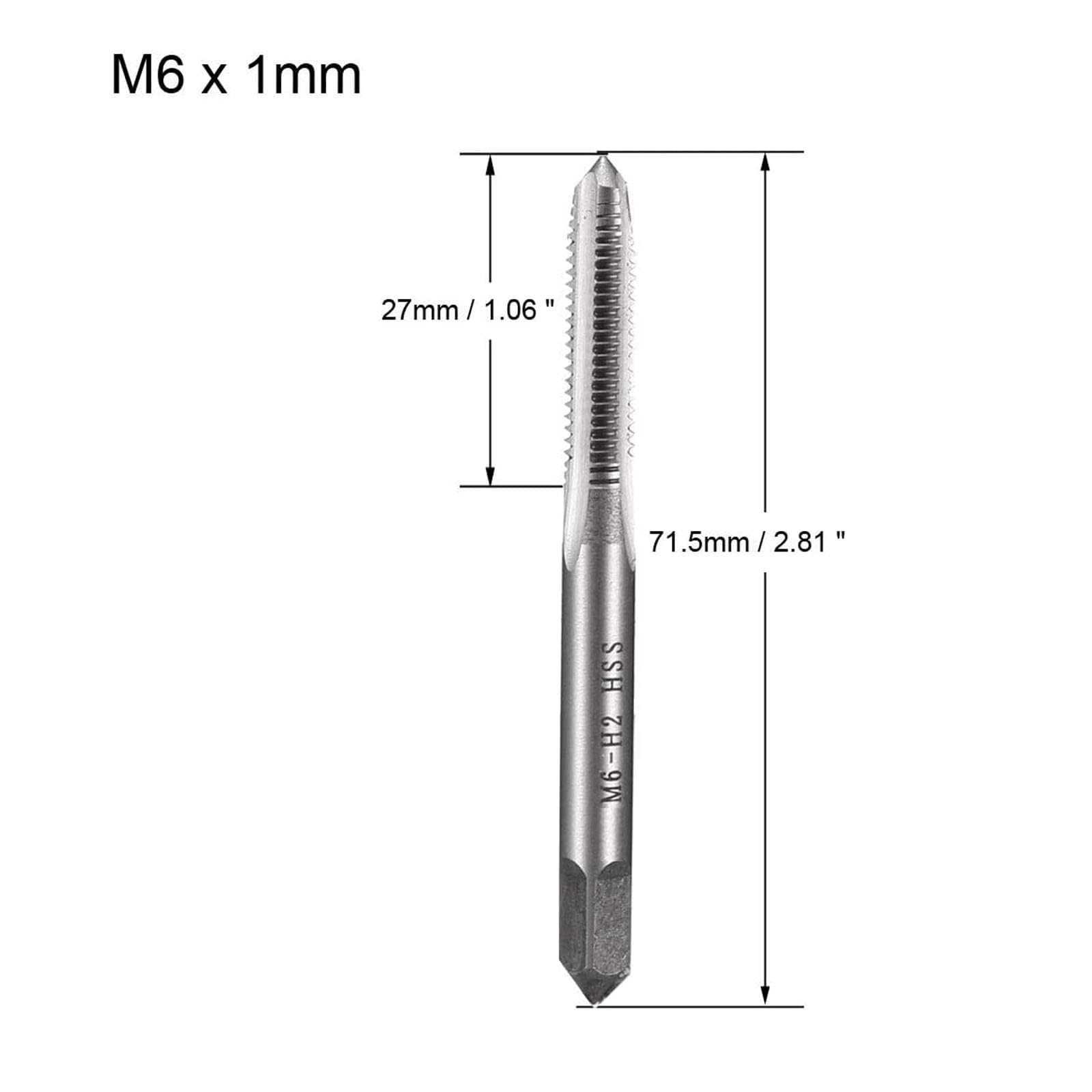 TOP-VIGOR 2Pcs M6 x 1mm Metric Machine Tap, HSS 3 Straight Flute Taper Plug Metric Tap - Image 2