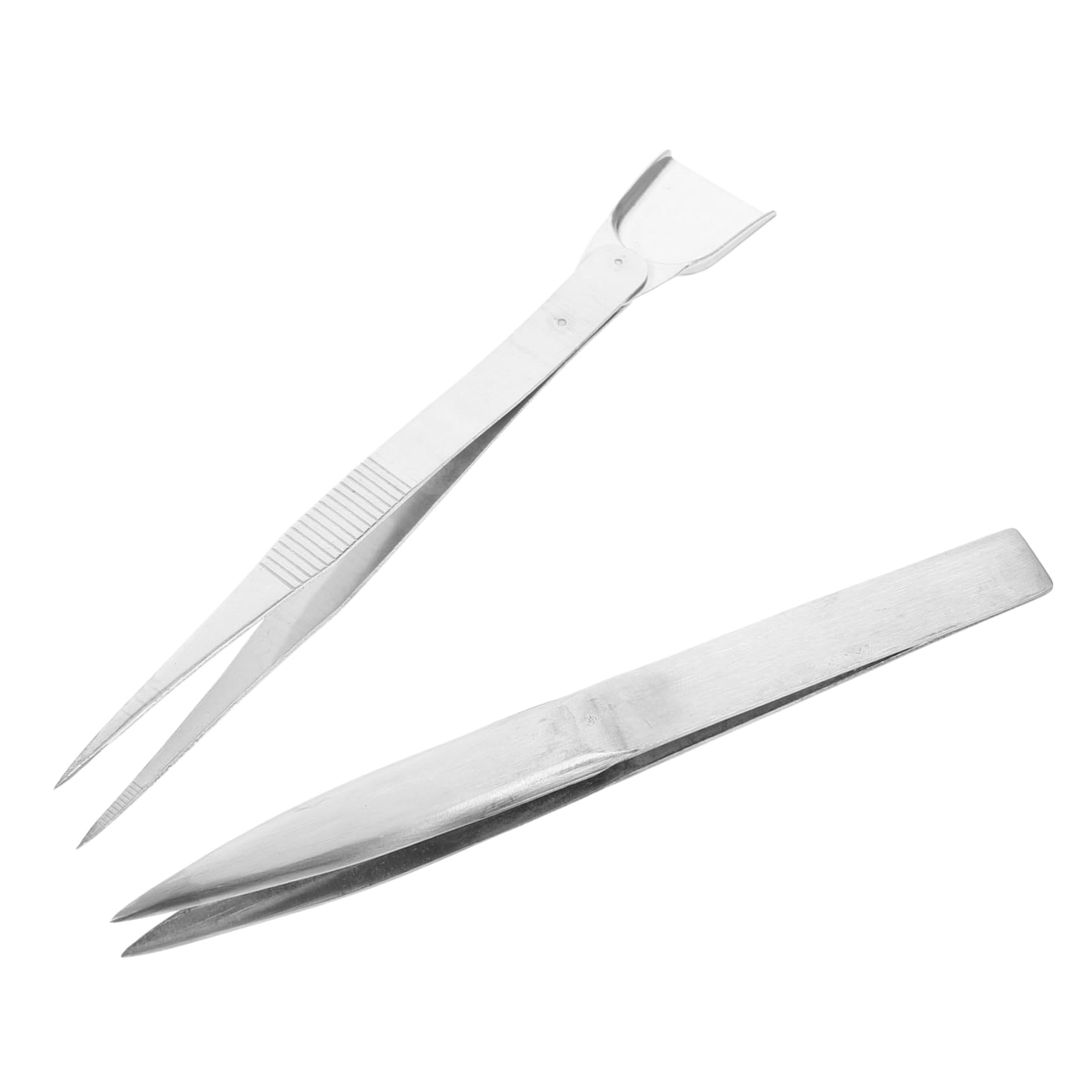 SHINEOFI 5 Set Pinzette Con Spatola Presa Pinzetta Strumenti Di Gioielleria Pinzette Di Precisione Bene Preciso Pinzette Multifunzionali Pinzette in Acciaio Inossidabile Argento 2 Pezzi*5