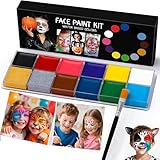 12 colores Halloween de pintura facial y corporal, paleta profesional de pintura facial a base de aceite, segura, no...