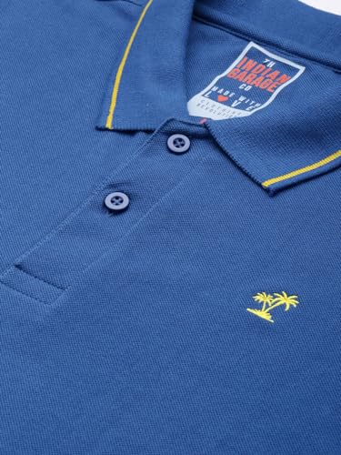 Image of The Indian Garage Co Men Slim Fit Solid Polo Neck Half Sleeves Tshirt