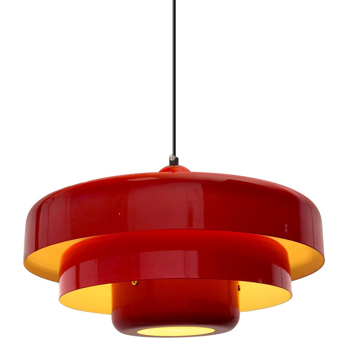 Red Pendant Light, 13.8" Vintage Adjustable Hanging Lamp, Kitchen Island Pendant Light Fixtures for Apartment Hallway Dining Nook Living Room