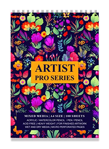 PRINTELLIGENT Multicolour Flower Print Spiral Bound Artists Sketch Drawing Book (A4 Size, 100 Pages, 160 GSM) PRINTELLIGENT Multicolour Flower Print Spiral Bound Artists Sketch Drawing Book (A4 Size, 100 Pages, 160 GSM)