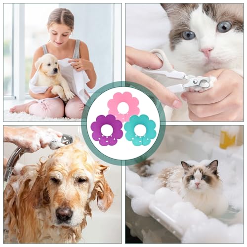 Amexo 3 Stücke Katze Schutzkragen Soft Halskrause Katzen Halsband Anti Biss Halskragen Katze Schützender Kragen für Katzen Welpen M (Rosa, blau, lila, M)