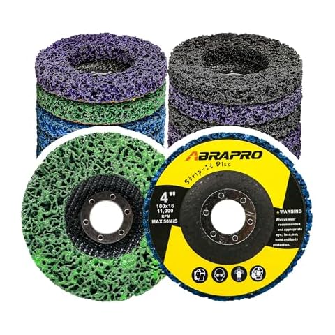 12 PCS 4" x 5/8" Strip Discs Stripping Wheel for Angle Grinder, Clean and Remove Paint Coating Rust Welds Oxidation Cover