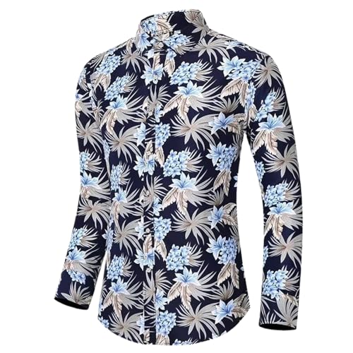 Chemise homme manches longues coupe ajustée imprimé décontractée