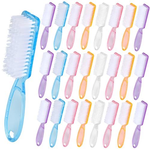 Axigundaone 50 Pcs Handle Grip Nail Brushes Bulk, Hand Fingernail Cleaning Manicure Brush, Multicolor Nail Scrub Brushes for Toes and Fingernail Cleaning (5 Colors)