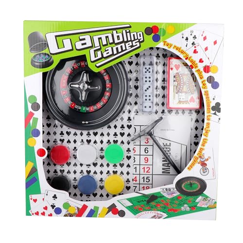 Xelue FF Roulette Wheel Game Set Include 6\" Roulette Wheel with Playing Mat, Cards/Chips, and Rake, Poker, Dice