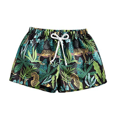 Toddler Baby Boy Hawaii Quick Dry Beach Shorts Tropical Style Bathing Suit Swimsuit Bathing Trunks Swimwear (C-Leopard, 3-4T)