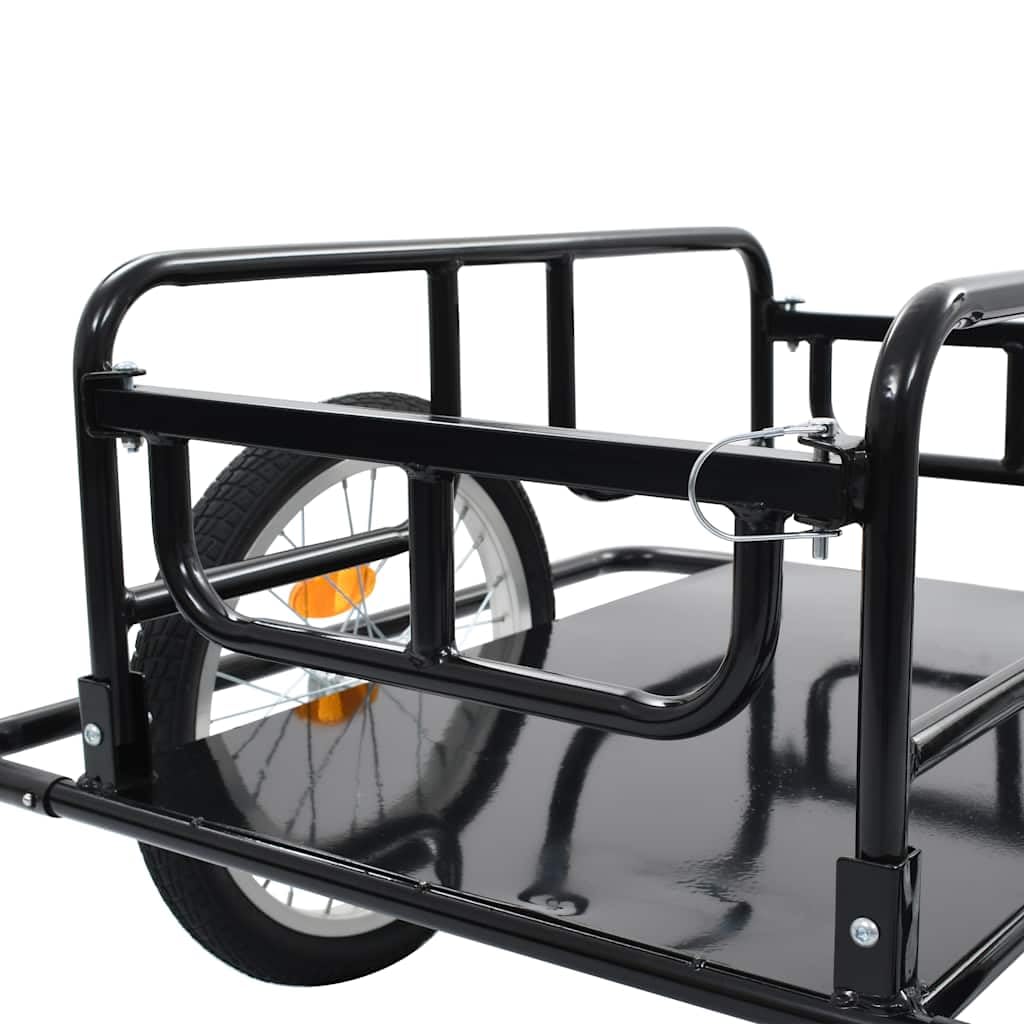 vidaXL Rimorchio da Bici in Acciaio Pieghevole Ante Battenti Traino Bicicletta Nero 50 kg Carrello Trasportino