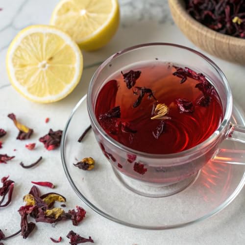 FreshDrinkUS, Premium 30 Hibiscus Flowers Tea Bags, 100% Natural & Pure from Hibiscus Flowers. Loose Flower Herbal Tea. No Sugar, No Caffeine, No Gluten, Vegan.