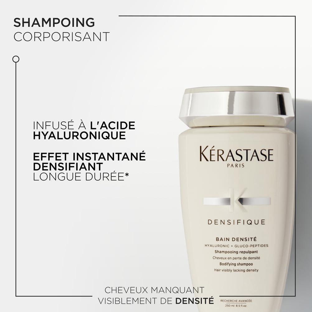 KÉRASTASE Densifique - Bain Densité - Shampoing Repulpant - Effet Volume et Densifiant Longue Durée - Acide Hyaluronique et Gluco-Peptides - Cheveux Affinés en Perte de Densité