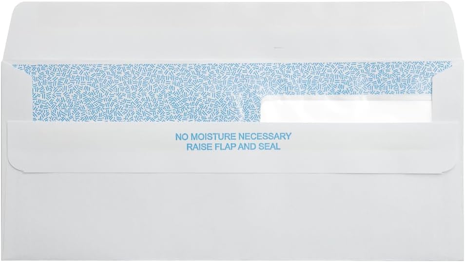 LUXPaper #9 Double Window Security Envelopes | 500 Qty | Security Tint | Peel & Press | 3 7/8" x 8 13/16" | Bright White | 24lb. Text