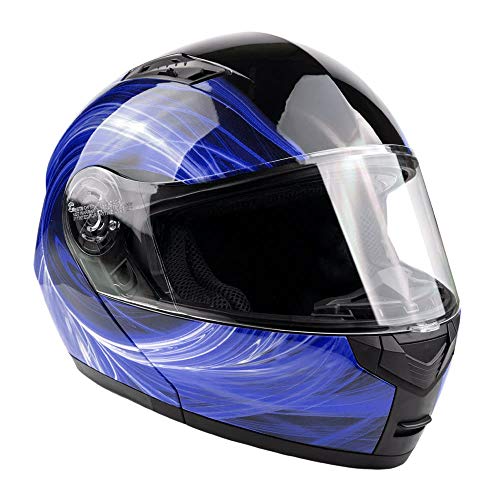 Typhoon Th158 Adult Modular Motorcycle Helmet Dot Dual Visor Full Face Flip-Up - Blue Large #TOP3