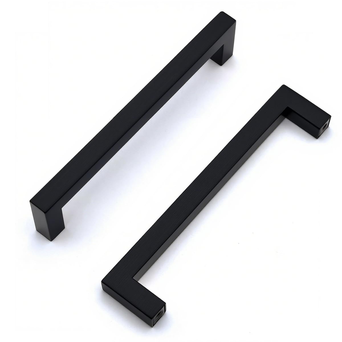 Drenky 2 Pcs Black Cupboard Handles 160mm Stainless Steel Square T Bar Handles Cabinet Pulls for Drawers Cabinets 160mm Center Hole with Screw