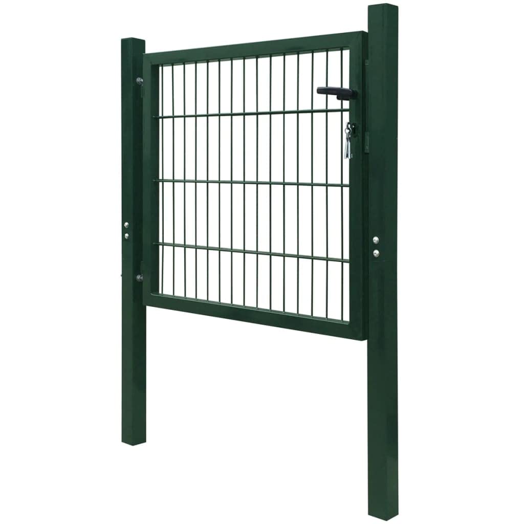 VidaXL Black Single Door Fence Gate With Hoop Top And Horizontal Brace - Heavy-Duty Steel Garden Barrier With Powder-Coated Finish - Includes Bolt Hinge And Three Keys For Easy Installation