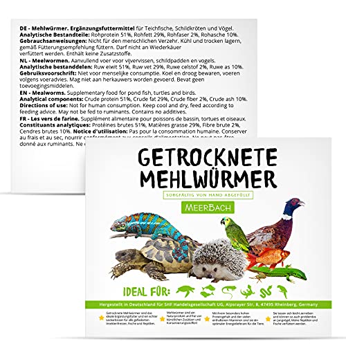 Mehlwürmer getrocknet, 800g (entspricht 5 L) getrocknete Mehlwürmer im praktischen Eimer, proteinreicher Snack für… – Bild 7