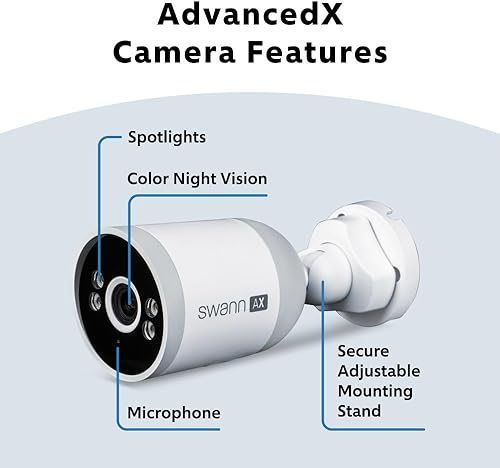 Miniatura 9 de Sistema de cámara de seguridad Swann AdvancedX con cable NVR 4K, 8 canales, 4 cámaras PoE para exteriores, almacenamiento HDD de 1TB, visión