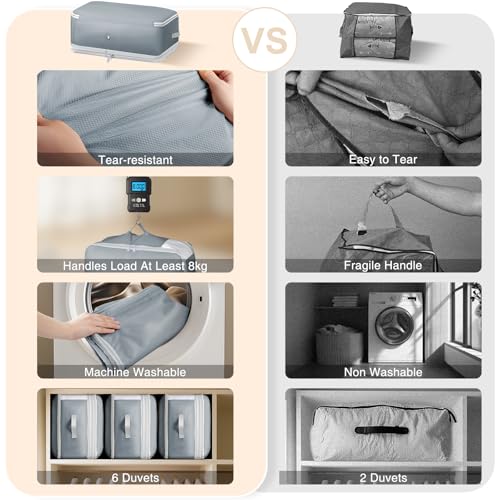 Easortm Comforter Storage Bag - 130L Large Capacity Blanket Storage Bags 4-Layer Ultra Space Saving Self Compression Organizer, Washable Compression Bags for Storage Comforter Blanket, 4-Pack, Grey by Easortm - Image 7