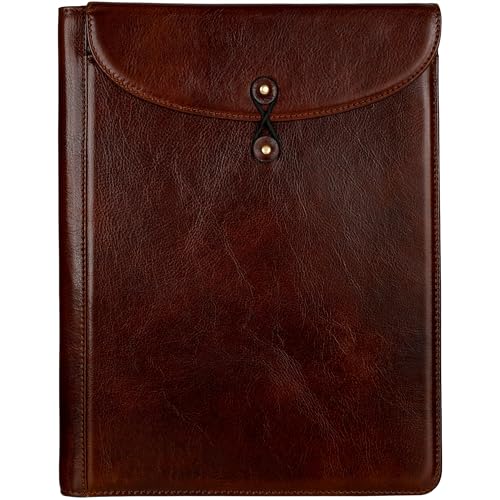 Time Resistance Leather Portolio - Full-Grain Leather Portfolio – Document Briefcase Made in Italy – Tablet size bag (Brown)