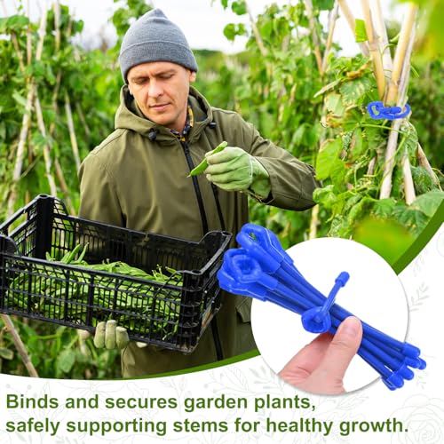 Attaches de support pour plantes robustes multifonctions en silicone bleu 4 pièces - 6