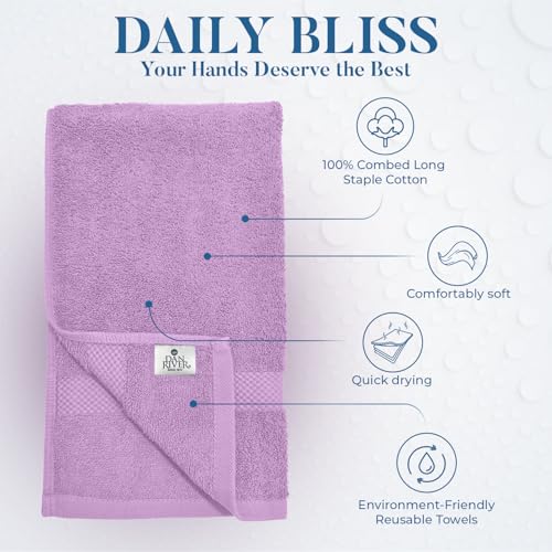 Image of DAN RIVER 6-Pack Premium Hand Towels (16x28 Inches) - 100% Cotton, Ultra Soft, Lightweight, Highly Absorbent Towels for Bathroom, Spa, Gym, Salon, Hotel, and Travel - Lavender