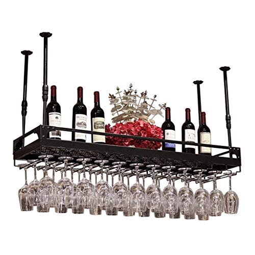 Soporte para copas de vino negro de metal 80x35 cm
