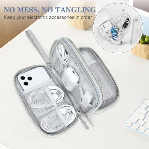 Image of FYY Electronic Organizer, Travel Cable Organizer Bag Pouch Electronic Accessories Carry Case Portable Waterproof Double Layers All-in-One Storage Bag for Cable, Charger, Phone, Earphone Light Grey