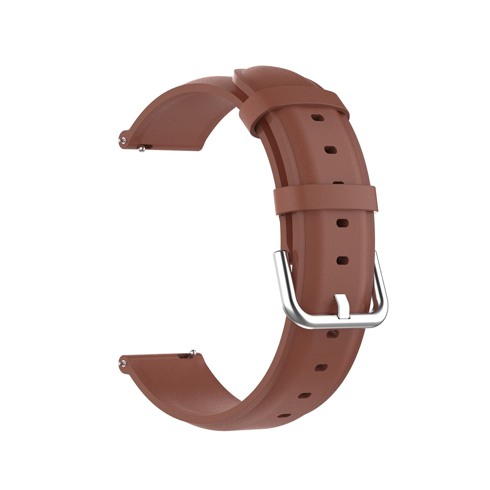 Leather Strap Compatible with Garmin Vivomove Style Strap for Women Men, 20mm Soft Breathable Leather Sport Wristband Metal Buckle Clasp Bracelet Replacement Strap (Brown)
