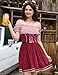 KOJOOIN Women German Dirndl Dress Traditional Bavarian Off Shoulder Velvet 1 Piece Oktoberfest Costumes Burgundy M