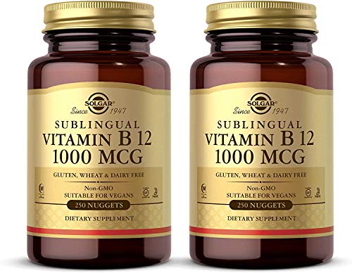 Solgar Vitamin B12 1000 mcg, 250 Nuggets - 2 Pack - Supports Production of Energy, Red Blood Cells - Healthy Nervous System - Promotes Cardiovascular Health - Non-GMO, Gluten Free - 500 Total Servings
