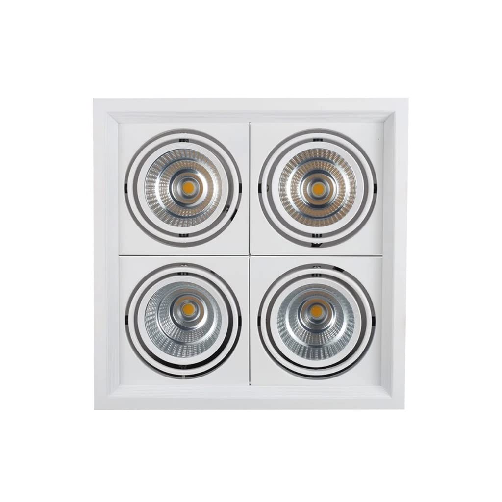 HynJGih White Four-Headed Lamp Led 4 Head Square Downlight Cob Lamp Modern Concealed Embedded Downlight(White Light,4 * 7w)