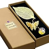 Metal Butterfly Bookmarks for Women,Golden Leaf Gold Ball Bookmarks for Women Perfect Teacher Apprec