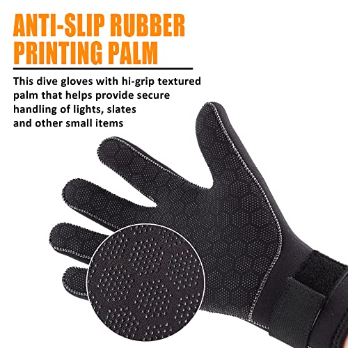 SARHLIO Water Gloves 5mm Neoprene Warmer Wetsuit Winter Gloves with Adjustable Wrist Strap for Ice Canoeing Ocean Swimming Kayaking Spearfishing Skiing(WR5mmL) - Thumbnail 2