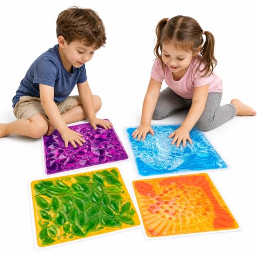 Image of edusense 3D Liquid Motion Floor Tiles, 4 Tiles Set | Sensory Play Mats for Kids, Non-Slip Cushioned, Develops Motor Skills, Easy Store, Indoor /Outdoor Use