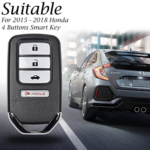 Vitodeco Genuine Leather Smart Key Keyless Remote Entry Fob Case Cover Compatible For Honda Civic, Fit, Accord, Pilot, Cr-V (4 Buttons, Brown) #TOP4