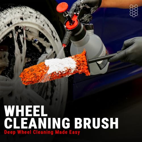 Image of Wavex Wheel Cleaning Brush for Car & Bike Detailing | Ultra Soft Microfiber Wheel Brush with Ergonomic Handle | Safe for Alloy Wheels, Rim Barrels, Spokes & Gloss Finishes