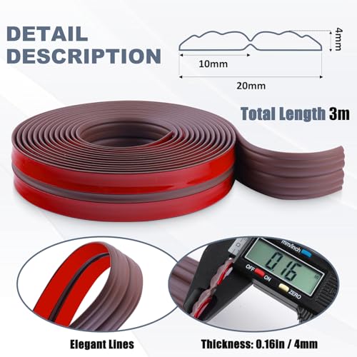 Flexible Zierleisten selbstklebend Kantenschutz Wand Winkelleiste Weichsockelleiste für Wände Böden Eckenschutz (20mm×3m, Braun)